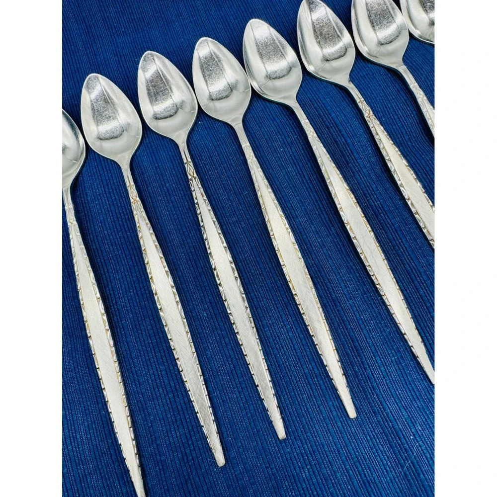 Oneida Community Venetia Iced Tea Spoon Silver Stainless 9 Piece Lot 7.5 inch